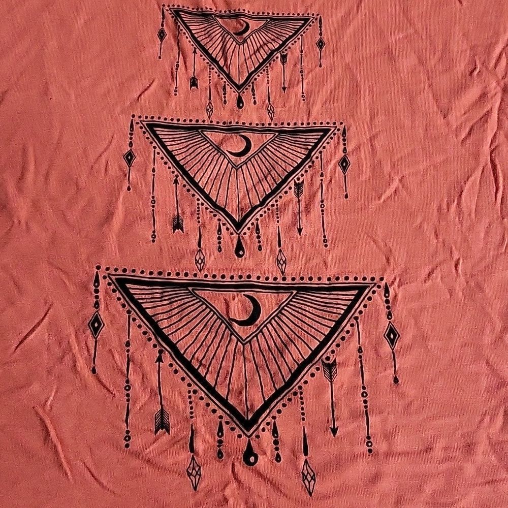 H&M DIVIDED Orange Bohemian Mooncore Graphic Crop Top T-Shirt Size‎ M